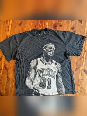 Dennis Rodman Short Sleeve Black Tee with White Print